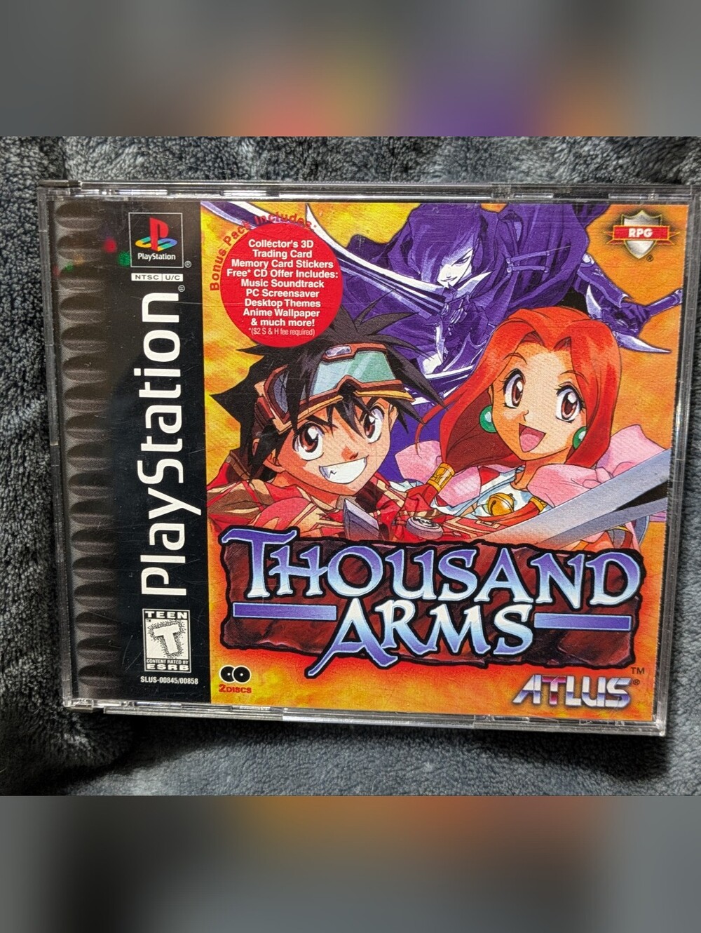 RARE THOUSAND ARMS PS1 🔥Sony PlayStation 1 👉Complete 2 Discs In Box | GC